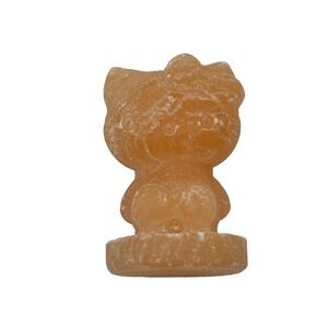 Orange Calcite Hello Kitty Cat Carving Quartz Crystal Specimen Polished Healing